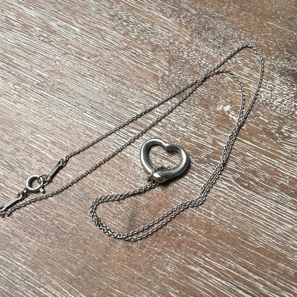 Tiffany open heart necklace. Never been polished, worn